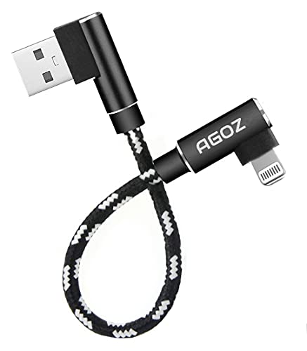 Agoz 6 Inch Apple MFI Certified Lightning iPhone Cable, 90Â° Right Angle FAST Charger Cord Compatible With iPhone 13, iPhone 12 Pro max, iPhone SE, iPhone 11 PRO MAX, iPhone XS MAX,iPhone XR X 8 7 6S 6