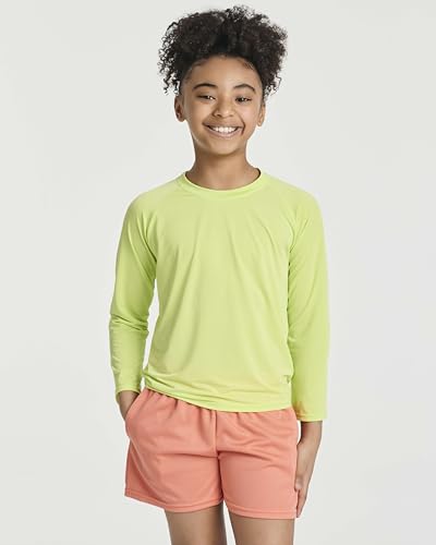 Image of Real Essentials 4 Pack: Girls' Rash Guard Swim Shirts - Long Sleeve UPF Sun Protection Tops (Ages 4-16)