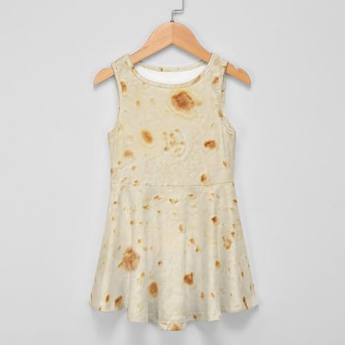 Burrito Tortilla PatternGirls Summer Casual Sleeveless Dress130CM3