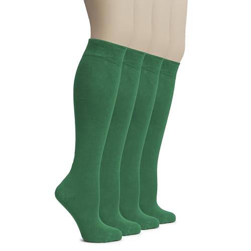 Image of Hugh Ugoli Women's Rayon Derived from Bamboo Knee High Socks Comfort Seam Long Dress Socks, Shoe Size 5-8 /8-11, 4 Pairs