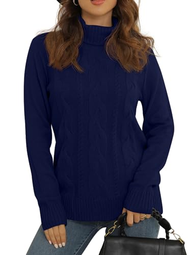 Pullover Damen Winter Kabel Stricken Pulli Largarm Rollkragenpullover Strickpullover Damen Knit Zopfstrick Sweater – Bild 4