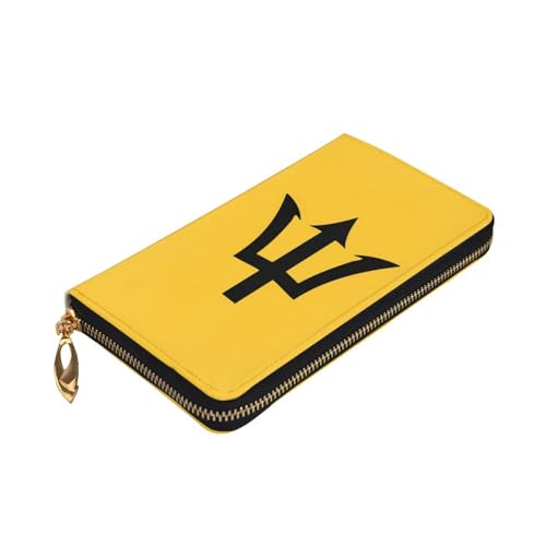 Flag of Barbados Prints Leather Long Clutch Wallet for Fashionable Girls and Women - Durable, Stylish, and Functional, Black, One Size3