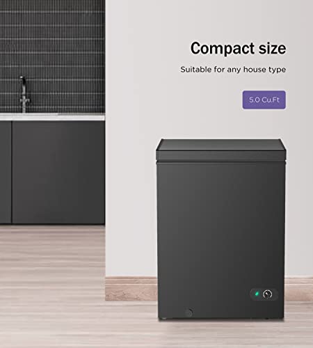 Northair Chest Freezer - 5 Cu Ft With 3 Removable Plastic Baskets - Reach In Freezer Chest - Quiet Compact Freezer - 7 Temperature Settings - Black (3.5 Cubic Feet, Black) #TOP6