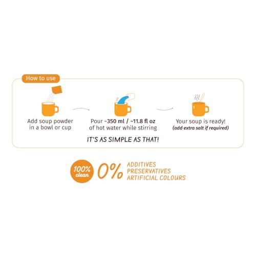 Image of Simplify Foods Carrot & Orange Instant Soup | Made with 53% Real Carrots & 10.5% Orange Pulp | Pack of 1 (Makes 400ml) | Just Add Hot Water | No Cooking Required | Clean Label | 0% Additives or Preservatives