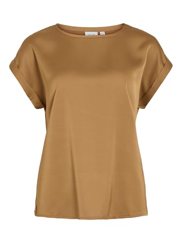 Vila Viellette S/S Satin Top - Noos, Bistre, 38