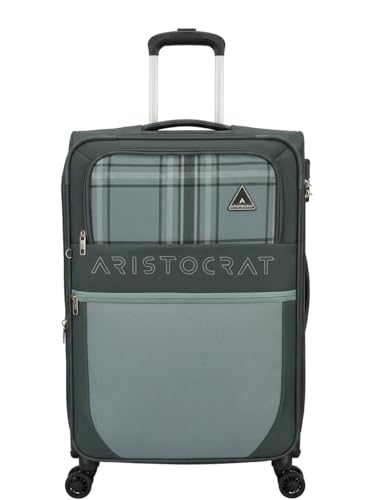 Image of VIP Aristocrat Softsided Polyster 8 Wheels Spinner Luggage with Premium Fabric,Jumbo Sizw,Spacious Interior,Expander and 3 Years International Warranty (Dark GRREN, Check-in | 79 CM | Large)