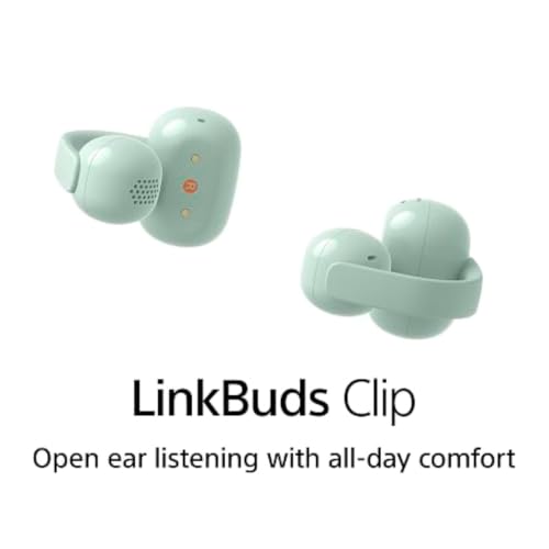 Image of Sony LinkBuds Clip Open-Ear Truly Wireless Earbuds, Comfortable & Secure Fit, Lightweight Clip-On Design, Touch Controls, Ambient Sound Awareness, Water Resistant, Up to 37 Hrs of Playback, Green