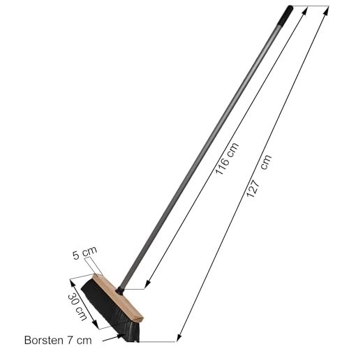 Holz Besenkopf Boden Zimmerbesen mit weichen Borsten und Metall Stiel Gewinde und Aufhänger Haushalt Zimmer Laminat Vinyl Besen Reinigung innen und aussen von Fliesen Terasse Garten Bad Flur Küche – Bild 4