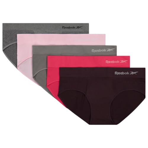 Image of Reebok Hipster Panties for Women - 5 Pack Stretch Performance Seamless Underwear with Relaxed Tagless Waist (XS-XXL) - Bold Tones Medium