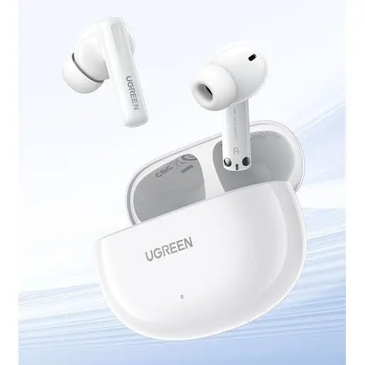 UGREEN Bluetooth V5.3 HiTune T6 Hybrid Active Noise Canceling Earbuds 30H Battery 48dB White
