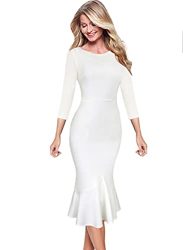 Image of VFSHOW Womens Vintage Elegant Cocktail Party Bodycon Pencil Mermaid Midi Mid-Calf Dress