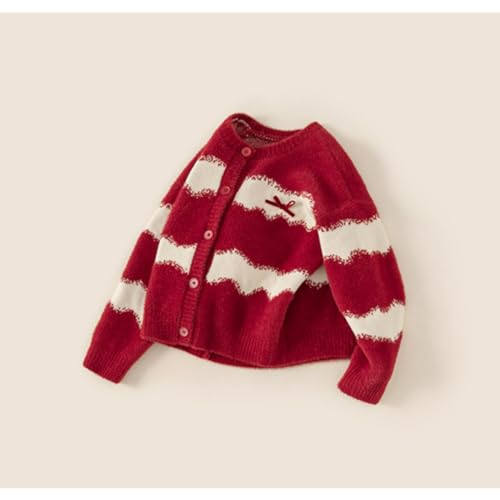 Girls Red Sweater Autumn and Winter Girls Coat Bow Cardigan4