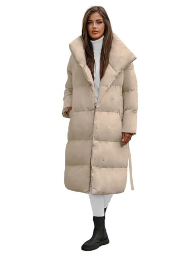 OZONEE Damen Mantel Wintermantel Winterjacke Jacke Parka Übergangsjacke Coat Wärmemantel Wärmejacke Winter Herbst Lang Warm Stehkragen Outdoor Gepolstert 777/5843K/62 BEIGE...