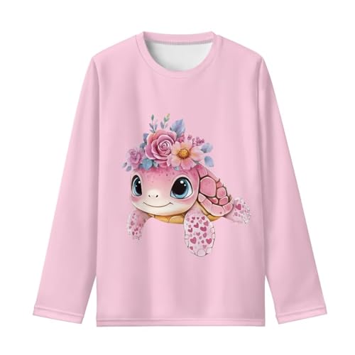 Long Sleeve Shirts for Toddler Girls 3-16Y Crewneck Pullover Tees for Kids Kindergarten T-Shirt Breathable