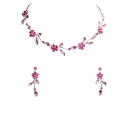 Image of Faship Gorgeous Rhinestone Crystal Floral Necklace Earrings Set