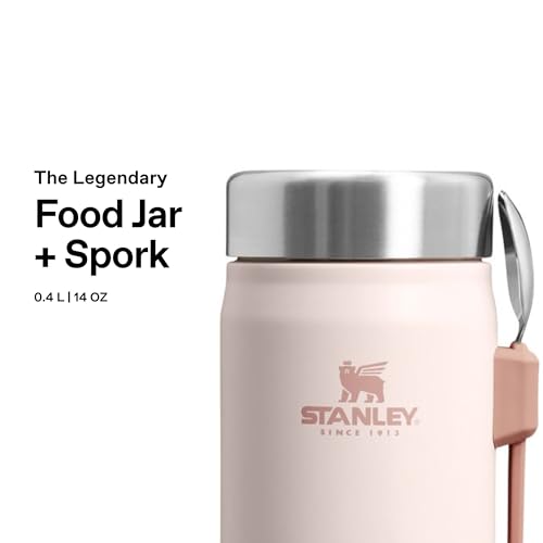 STANLEY Classic Legendary Food Jar 0.4L avec Cuillére-Fourchette - Thermos Alimentaire Chaud a 7h - Lunch Box Isotherme - Lavable au Lave-Vaisselle - Acier Inoxydable - Sans BPA - Rose Quartz