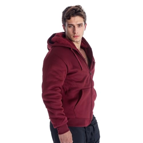 Image of LeeHanTon Sherpa Lined Hoodies for Men Heavyweight Full Zip Up Sweatshirt Thick Fleece Winter Warm Work Jackets Plus Size