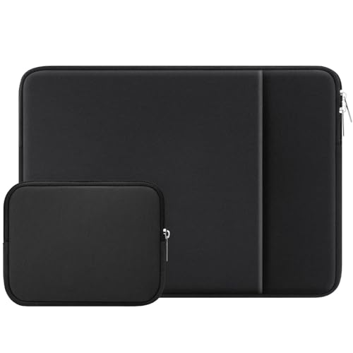 RAINYEAR 11-11.6 Inch Laptop Sleeve Case Soft Carrying Bag Cover with Front Pocket & Accessories Pouch, Compatible with 11.6" MacBook Air for 11" Notebook Tablet Computer Chromebook(Black)