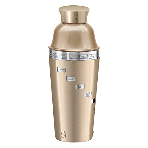 OGGI Dial A Drink Cocktail Shaker - Gold, 15 Recipes, Built in Strainer, 34 oz - The Original and Only Dial A Drink - Ideal Home Bar Drink Mixer, Bartender Kit, Essential Bar Accessories by Oggi - Used condition - US$12.87