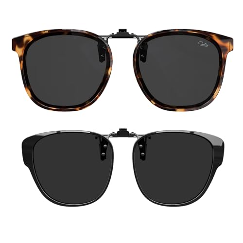 Goiteia Polarized Clip on Sunglasses over Prescription Glasses Women Men-Frame Design for Hide Glasses-Flip Up-UV400 Protection