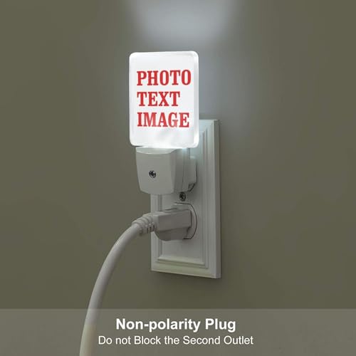 Image of Personalized Photo Nightlights Set of 2, Custom Your Own Image 2 Pictures LED Plug-in Night Light 2-Pack for Bedroom Bathroom Hallway