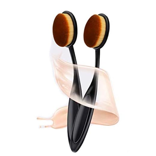 DNHCLL 2 PCS Professional Oval Loose Powder Toothbrush Foundation Makeup Brushes for Blending Liquid, Cream or Flawless Powder Cosmetics