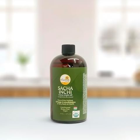 Esutras Organics Premium Sacha Inchi Vegan Omega Drizzle Oil, 16 Ounces Cover