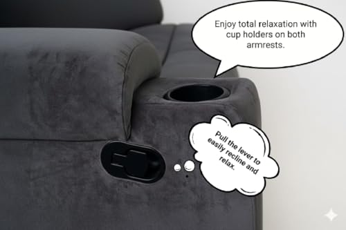 Image of Shah Recliner Cloud-Soft Single Seater Manual Recliner Chair with Cup Holder and Padded Armrest (Grey)