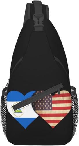 Mochila Sling Deportiva Unisex Bandera Nicaragua y EE.UU. miniatura 1
