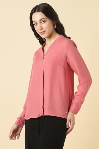 Image of Allen Solly Women's V-Neck Top | Full Sleeve | Regular Fit | Soft Comfortable Fabric | Everyday Casual Essential