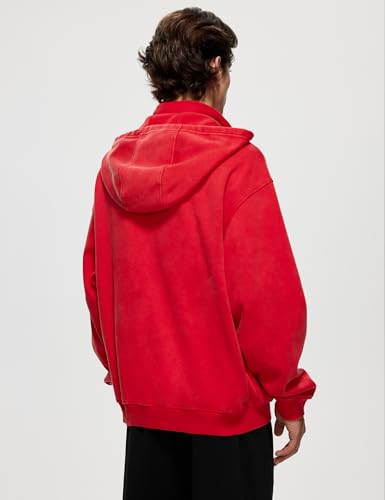 Iwing Mens Hoodies Sweatshirt Oversized Acid Wash Hoodie Quarter Zip Heavyweight Fleece Zipper Sweatshirts for Women Men3