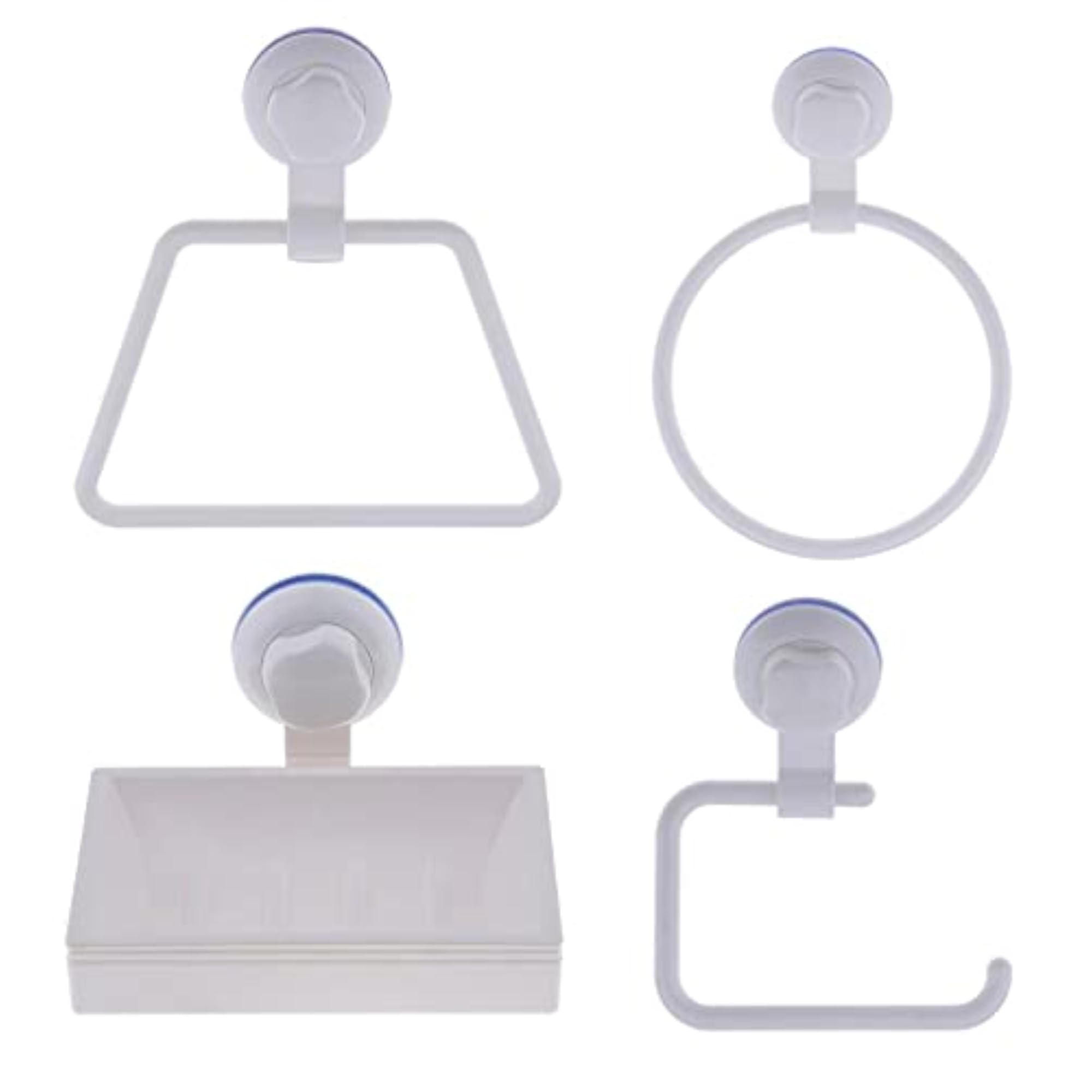 Bathroom Tissue Roll Holder Rack with Suction Cup, White