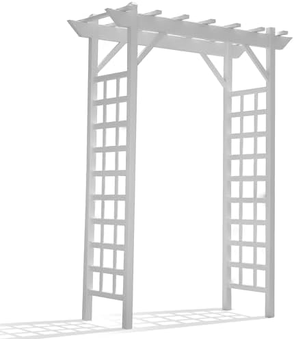 Garden Arbors and Trellises That Will Transform Your Outdoor Space 8 Dura-Trel Providence Arbor, Vinyl Garden Archway for Outdoors, 64" x 85", White - Backyard Decorative Arch for Pathways and Entrances with Trellis Sides for Climbing Plants, Vines & Flowers