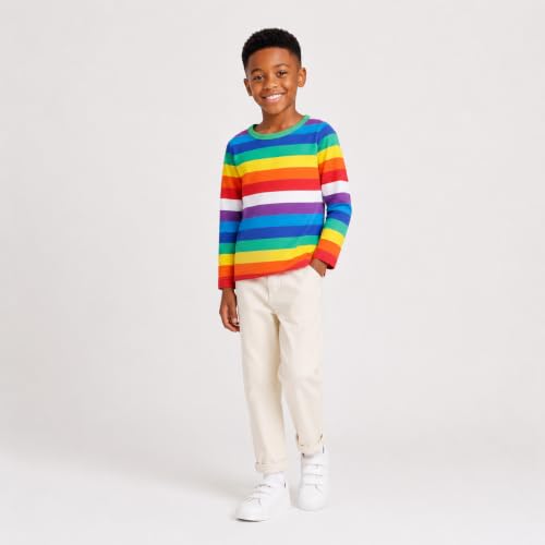 Image of Mud Kingdom Boys Girls T-Shirts Rainbow Stripe Cotton Unisex Top