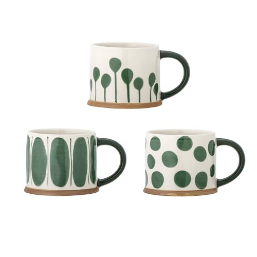 Bloomingville CREATIVE COLLECTION Linora Becher, Tasse, Grün, Steingut, T11xH8,5 cm, 3er-Set, 450 ml