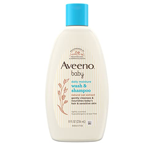 Aveeno Baby Daily Moisture Gentle Body Wash & Shampoo With Oat Extract, 2-In-1 Baby Bath Wash & Hair Shampoo, Tear- & Paraben-Free For Hair & Sensitive Skin, Lightly Scented, 8 Fl. Oz #TOP1