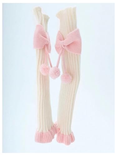 Image of WDIRARA Women's Bow Knitted Ankle Leg Warmers Long Socks Kawaii Boot Socks Y2K