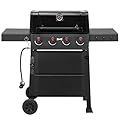 Feasto 4-Burner Propane Gas Grill with 2 Side Tables and Porcelain-Enameled Grates for Patio Garden Barbecue,36000 BTU Outdoor Grill for Outdoor Cooking, Black