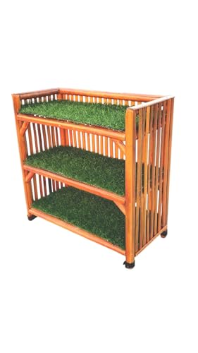 Multipurpose Bamboo Cane Rack, Shoe, Book, Planter with Grass top (3 Shelf)