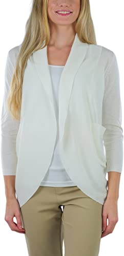 Image of ToBeInStyle Womens Open Front Long Sleeve Lightweight Asymmetrical Draped Cardigan with Side Pockets