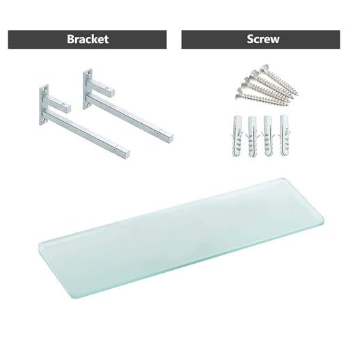 Image of Creative Arts n Frames Set of 3 Multi Purpose Polished Glass Shelves, Wall Mount Shelf for Bathroom, Bedroom, Living Room, Office and Kitchen (15x6 inch)