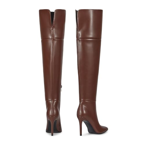 Image of wetkiss Womens Thigh High Boots Stiletto High Heel Over the Knee Fashion Dress Long Boots with Sexy Ponited Toe Zipper up Tall Boots for Date Party Club