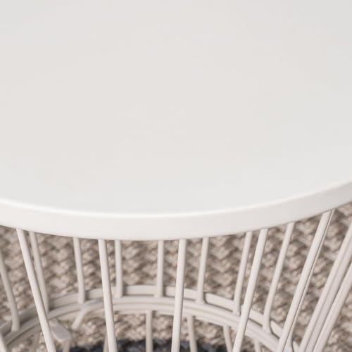 Image of Furniture for The Living Room and Office: Coffee Table, Center Table, Storage Basket, Wire Basket with Metal Top, Bedside Table, Side Table White