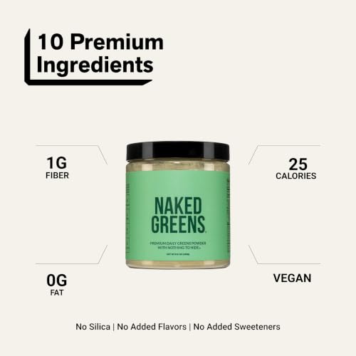 Image of NAKED Super Greens Powder Organic Greens Supplement - Only 10 Premium Ingredients - Vegan, Non-GMO, Prebiotic and Probiotic - 35 Servings