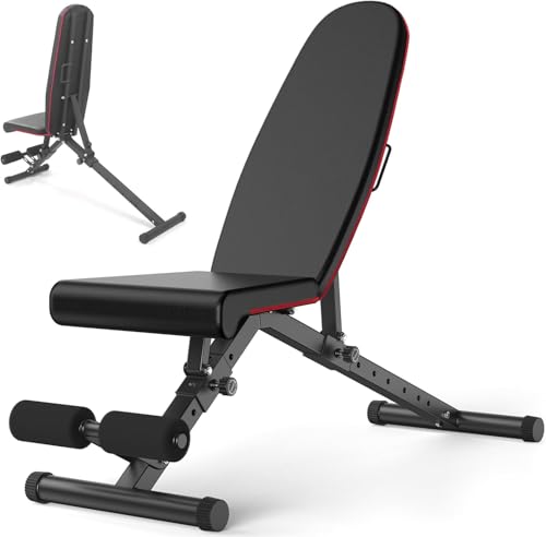 Adjustable Weight Bench,Heavy-Duty 900 Lbs Capacity, 8 Backrest & 3 Seat Positions, Stable 16.1 Inch Height,Space-Saving Foldable Design, Durable High-Strength Steel Construction