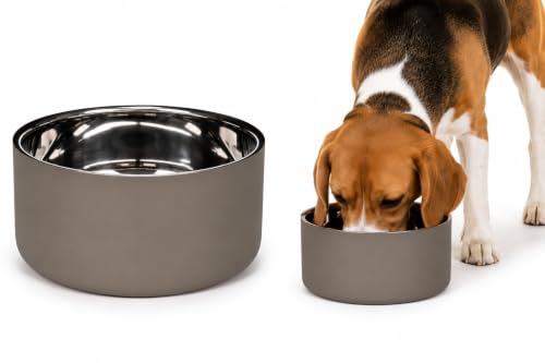 ciotola per cani - ciotola Xara tortora premium - doppia parete in inox - 1,2L