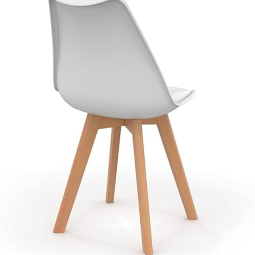 Image of Creative Modern Scandinavian Dining Chair Ergonomic Molded seat with Wooden Legs Perfect Blend of Style and Comfort for Dining or workspace use. | (Pack of 1) (White)