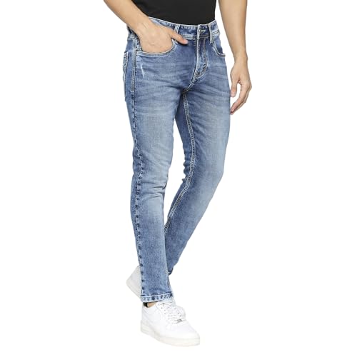 Image of Being Human Blue Cropped Fit Men's Denims Clothing