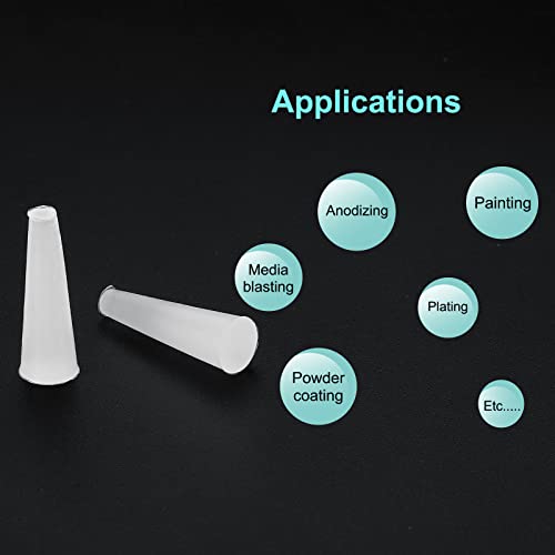 Image of MECCANIXITY Silicone Rubber Tapered Plug 3mm to 6mm Solid White for Powder Coating, Painting, Anodizing, Plating, Sandblasting, Laboratory Use 20 Pieces