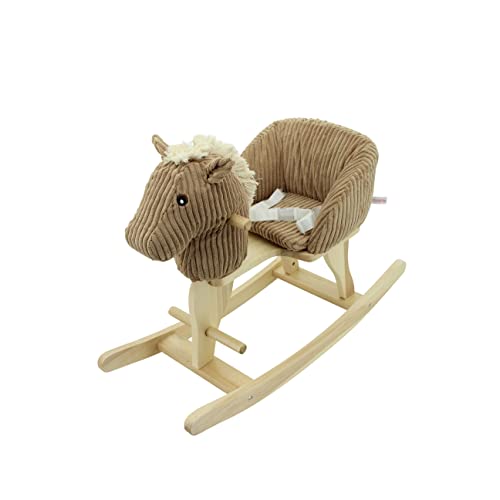 Sweety Toys Plüsch 7080 Schaukeltier Schaukelpferd beige Cord mit Galoppgeräuschen und Pferdegewieher